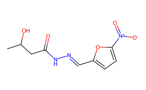 Butyric acid, 3-hydroxy-, (5-nitrofurfurylidene)hydrazide 90559-70-9